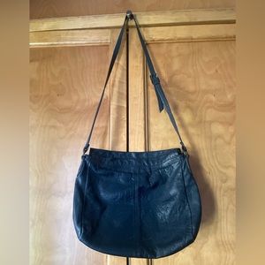 Leather 80’s purse- blue/black